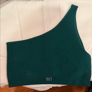 SET Active Sculptflex Ribbed One Shoulder Bra XL in Mojito